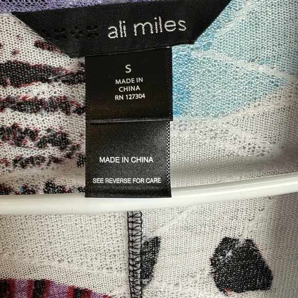 Ali Miles Open Front Cardigan Jacket Abstract Artsy Boho Colorful Print Sz small - Picture 2 of 5